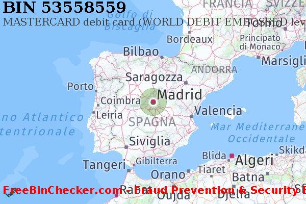 53558559 MASTERCARD debit Spain ES Lista BIN