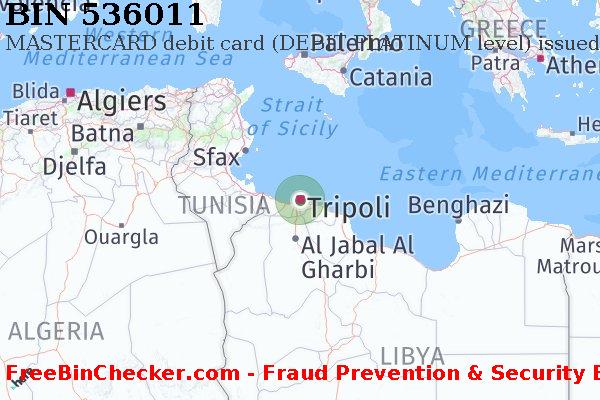 536011 MASTERCARD debit Libya LY BIN List