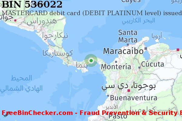 536022 MASTERCARD debit Panama PA قائمة BIN