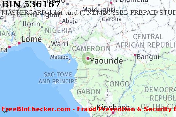 536167 MASTERCARD debit Cameroon CM BIN List