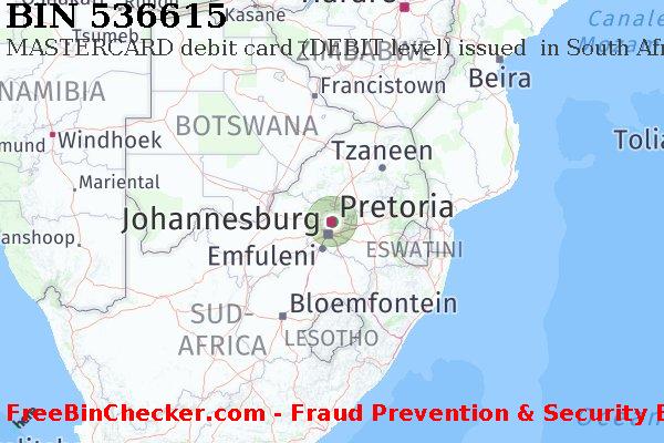 536615 MASTERCARD debit South Africa ZA Lista BIN