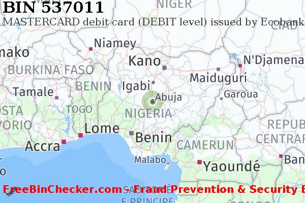 537011 MASTERCARD debit Nigeria NG Lista BIN