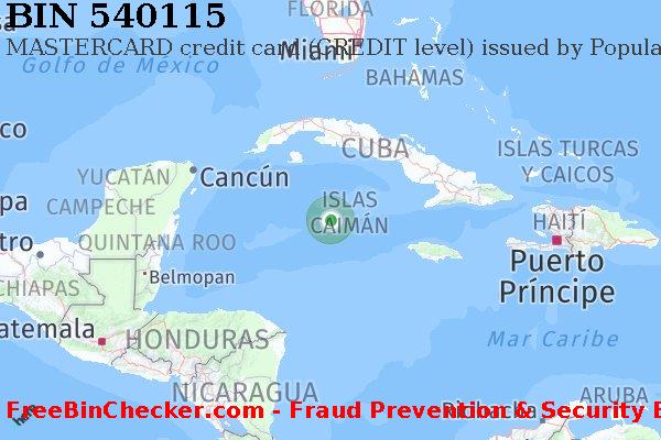 540115 MASTERCARD credit Cayman Islands KY Lista de BIN