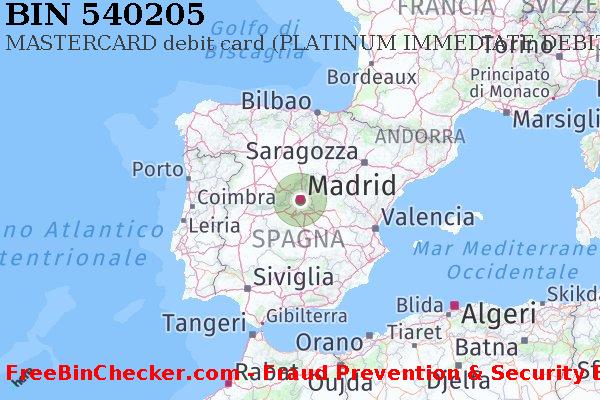 540205 MASTERCARD debit Spain ES Lista BIN