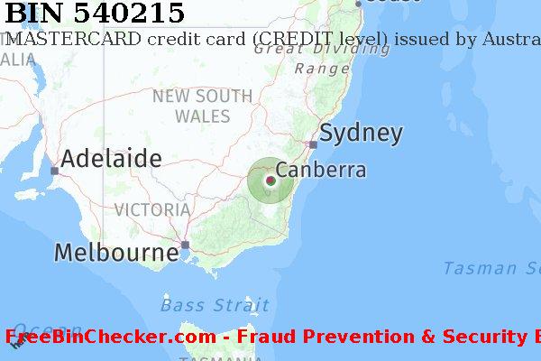 540215 MASTERCARD credit Australia AU BIN List