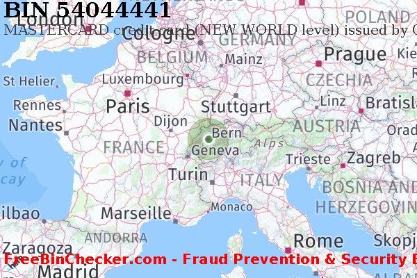 54044441 MASTERCARD credit Switzerland CH BIN List