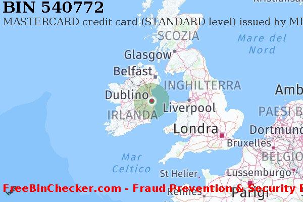 540772 MASTERCARD credit Ireland IE Lista BIN