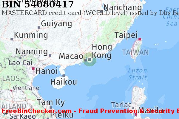 54080417 MASTERCARD credit Hong Kong HK BIN Dhaftar