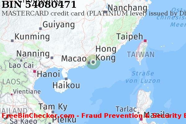 54080471 MASTERCARD credit Hong Kong HK BIN-Liste