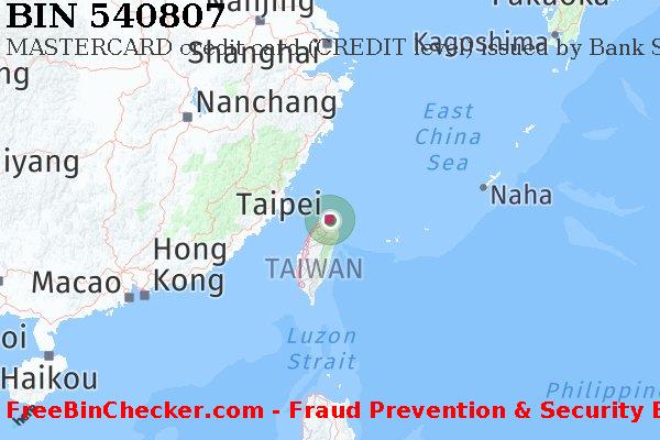540807 MASTERCARD credit Taiwan TW BIN List