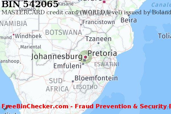 542065 MASTERCARD credit South Africa ZA Lista BIN