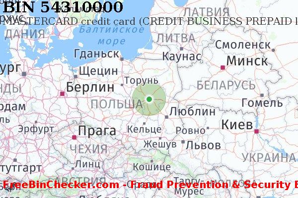 54310000 MASTERCARD credit Poland PL Список БИН