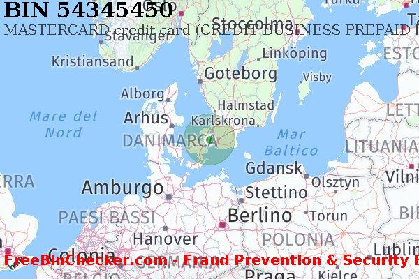 54345450 MASTERCARD credit Denmark DK Lista BIN