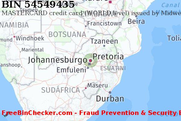 54549435 MASTERCARD credit South Africa ZA Lista de BIN