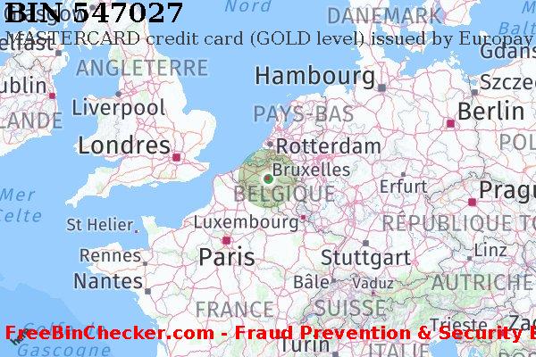 547027 MASTERCARD credit Belgium BE BIN Liste 