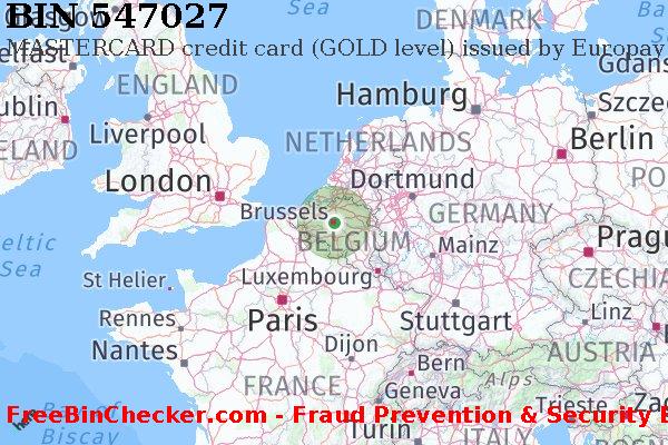 547027 MASTERCARD credit Belgium BE BIN Danh sách