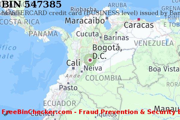 547385 MASTERCARD credit Colombia CO Lista BIN