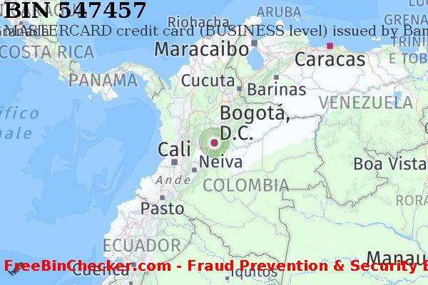 547457 MASTERCARD credit Colombia CO Lista BIN