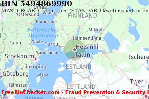 5494869990 MASTERCARD credit Finland FI BIN-Liste