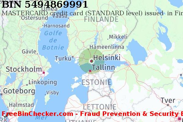 5494869991 MASTERCARD credit Finland FI BIN Liste 