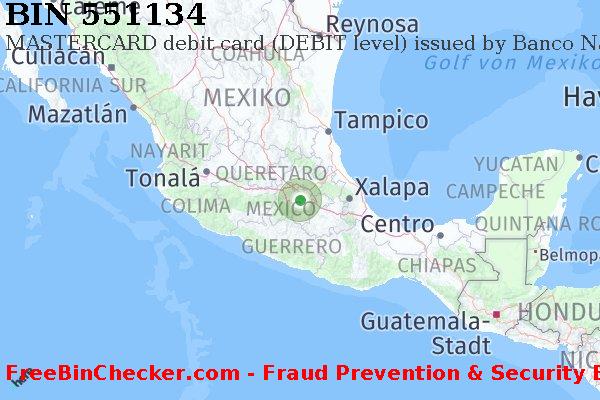 551134 MASTERCARD debit Mexico MX BIN-Liste