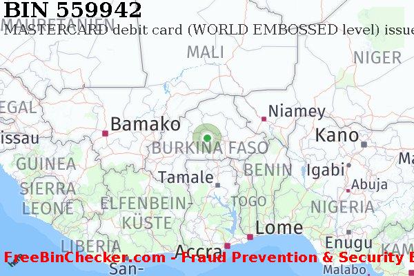 559942 MASTERCARD debit Burkina Faso BF BIN-Liste