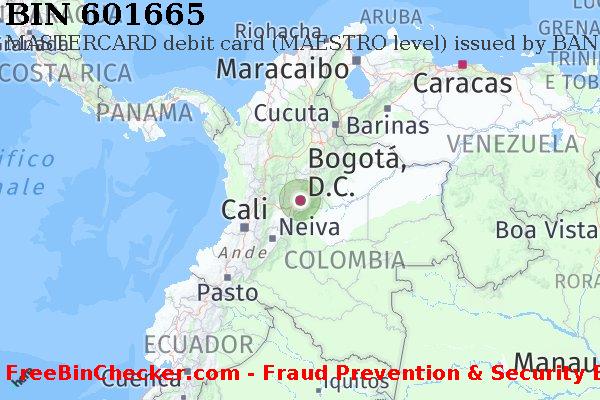 601665 MASTERCARD debit Colombia CO Lista BIN