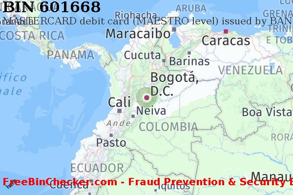 601668 MASTERCARD debit Colombia CO Lista BIN