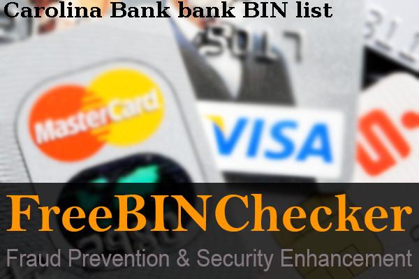 Carolina Bank BIN List