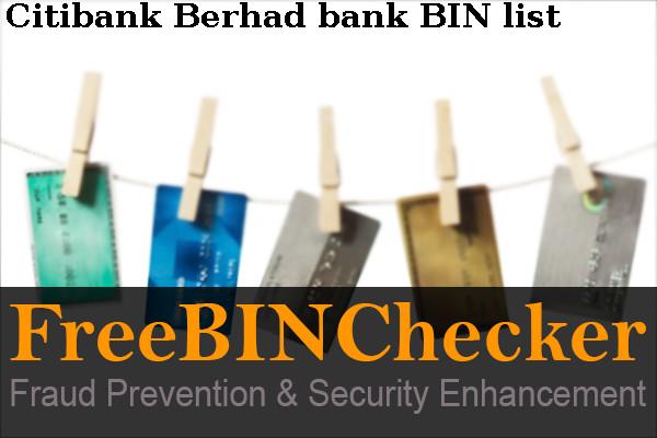 Citibank Berhad Lista de BIN
