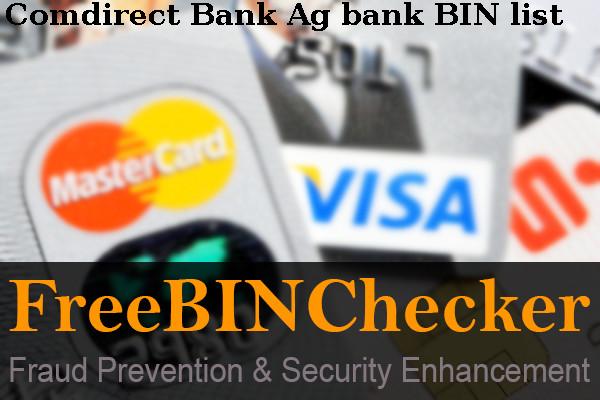 Comdirect Bank Ag BIN-Liste