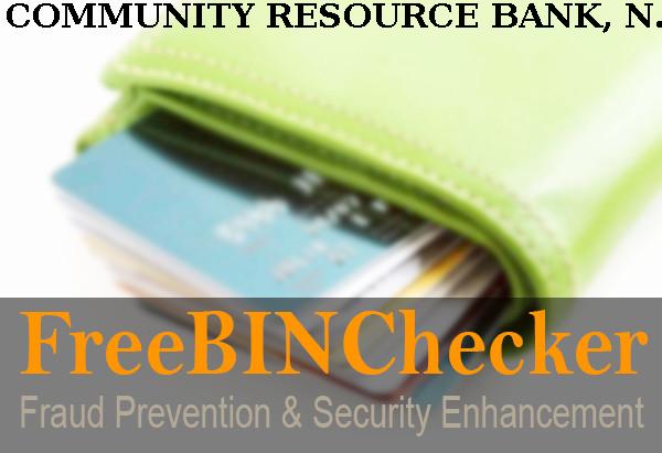 Community Resource Bank, N.a. BIN Dhaftar