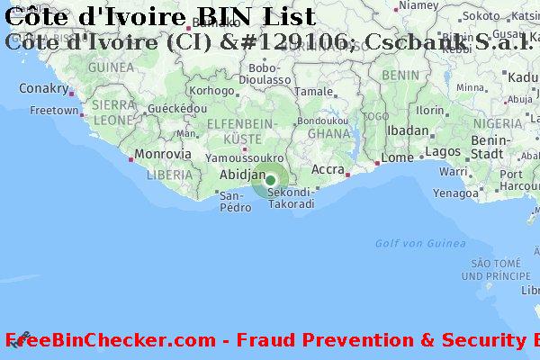 Côte d'Ivoire C%C3%B4te+d%27Ivoire+%28CI%29+%26%23129106%3B+Cscbank+S.a.l. BIN-Liste