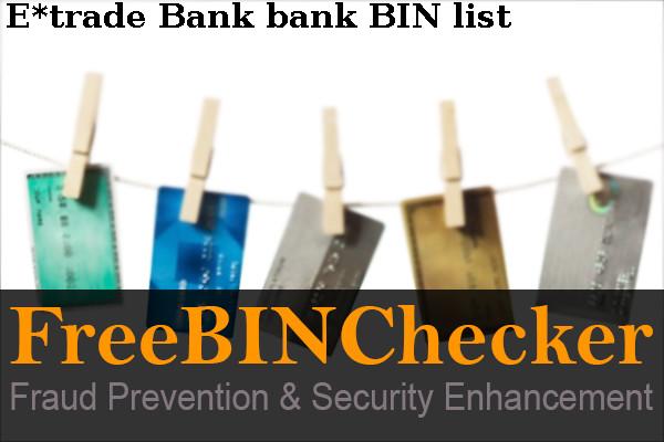 E*trade Bank BIN Lijst