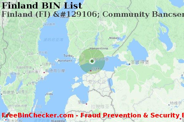 Finland Finland+%28FI%29+%26%23129106%3B+Community+Bancservice+Corporation BIN列表