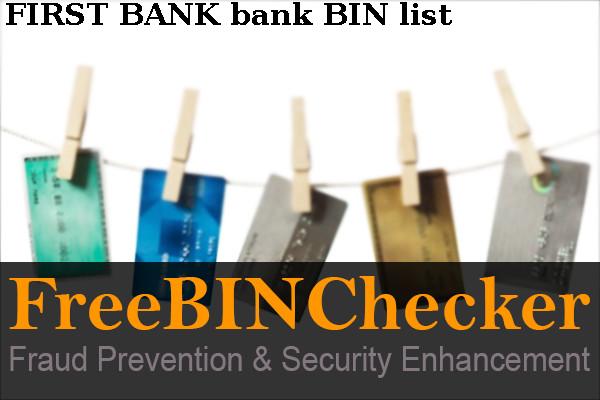 First Bank BIN Lijst