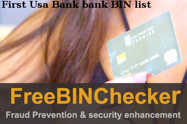 First Usa Bank BIN Dhaftar