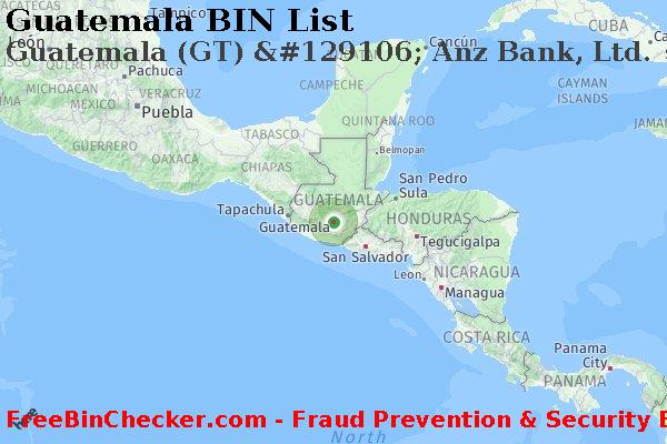 Guatemala Guatemala+%28GT%29+%26%23129106%3B+Anz+Bank%2C+Ltd. BIN List