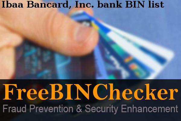 Ibaa Bancard, Inc. Lista de BIN