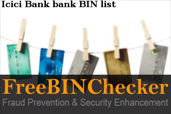 ICICI BANK BIN Lijst