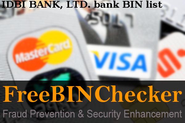 IDBI BANK, LTD. Lista de BIN