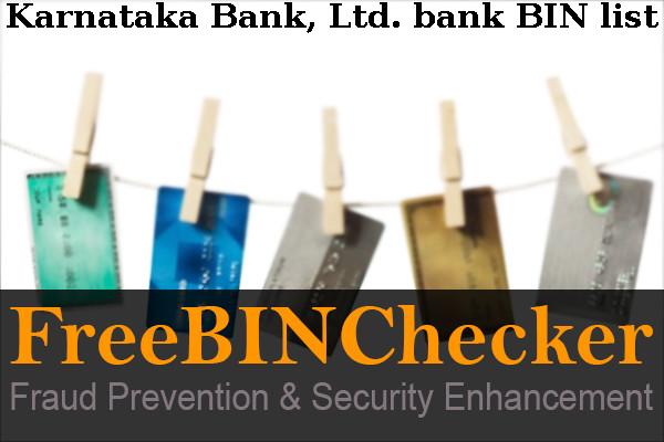 Karnataka Bank, Ltd. BIN-Liste