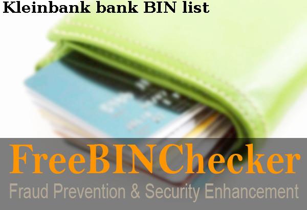 Kleinbank Lista de BIN