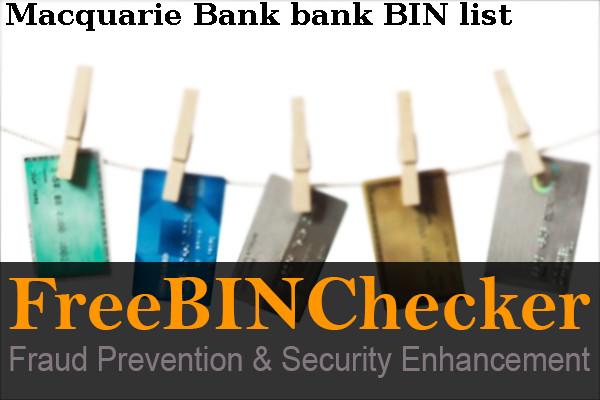 Macquarie Bank Lista de BIN