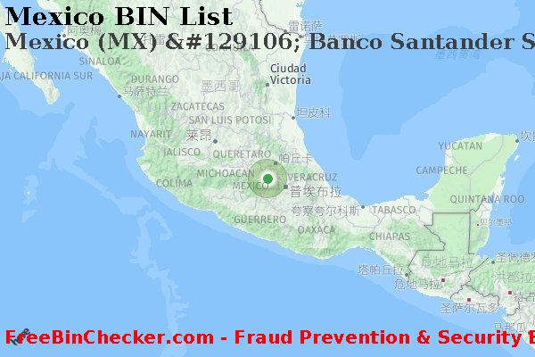 Mexico Mexico+%28MX%29+%26%23129106%3B+Banco+Santander+Serfin+S.a.+Institucion+De+Banca+Multiple BIN列表