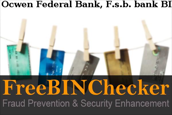 Ocwen Federal Bank, F.s.b. BIN 목록