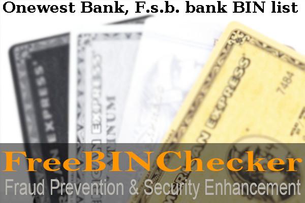 Onewest Bank, F.s.b. BIN List