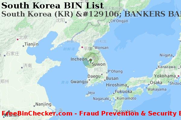 South Korea South+Korea+%28KR%29+%26%23129106%3B+BANKERS+BANK BIN列表